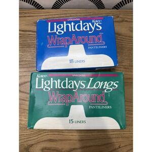Vintage 1991 Kotex Lightdays Wrap Around Liners Size Long 15ct & Regular 18ct